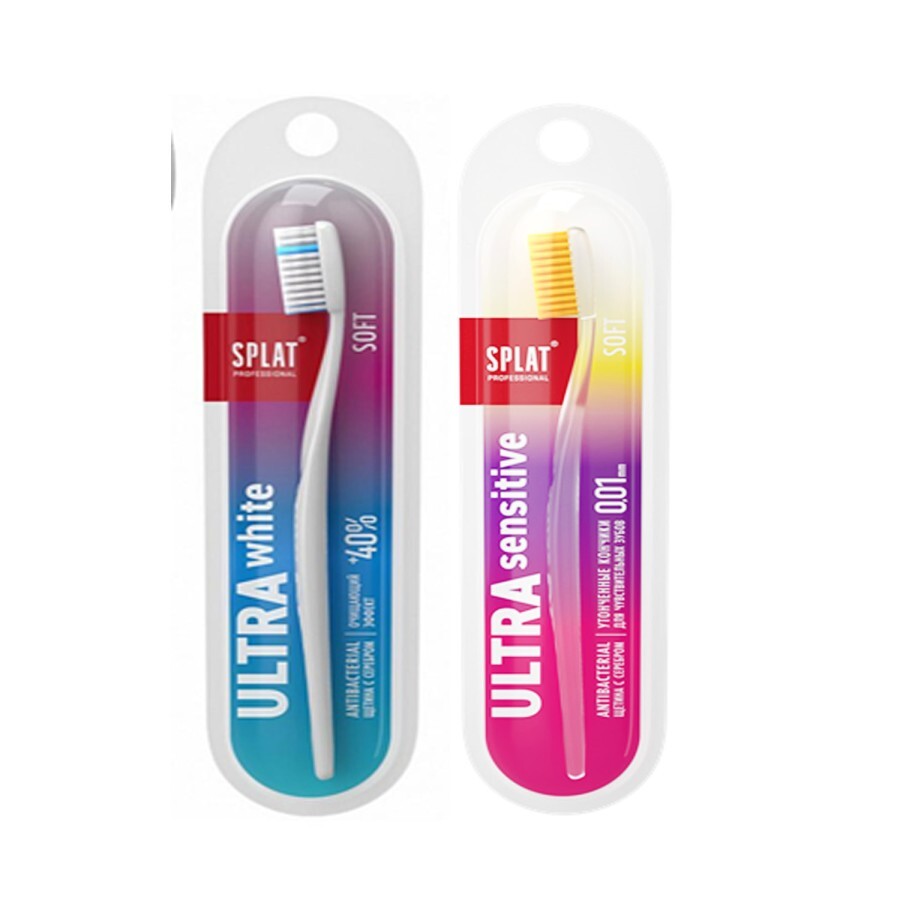 Набір SPLAT(Сплат) Зубна щітка Professional Ultra White Soft м'яка + Зубна щітка Professional Ultra Sensitive Soft м'яка: ціни та характеристики