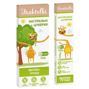 Натуральні цукерки Fruktulki яблучно-грушеві, 20 г