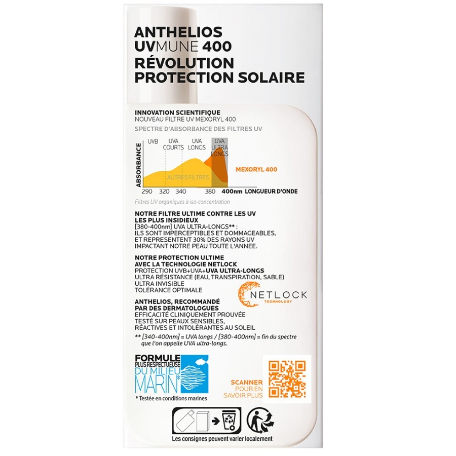 Флюид солнцезащитный La Roche-Posay Anthelios UVmune 400 для чувствительной кожи лица, SPF 50+, 50 мл: цены и характеристики