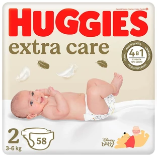 Подгузники Huggies Extra Care 2 (3-6 кг), 58 шт