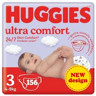 Подгузники Huggies Ultra Comfort 3 5 - 9 кг M-Pack, 156 шт