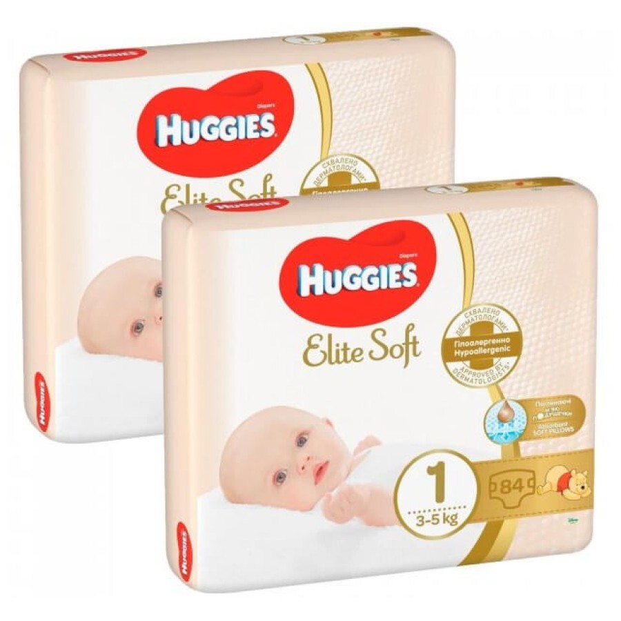 Подгузники Huggies Elite Soft Box 1 (3-5 кг), 168 шт: цены и характеристики