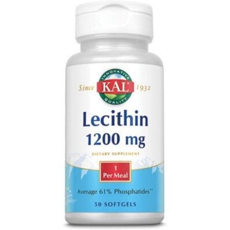 Лецитин, Lecithin, KAL, 1200 мг, 50 гелевих капсул