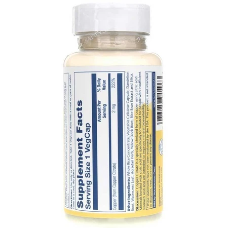 Мідь цитрат, Cooper Citrate, Solaray, 2 мг, 60 вегетаріанських капсул: ціни та характеристики