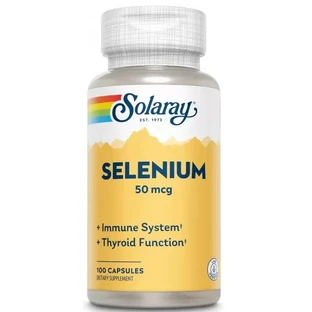 Селен, Selenium, Solaray, органически связанный, 50 мкг, 100 вегетарианских капсул