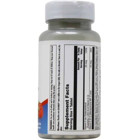 Витамины Д-3 и K-2, Vitamin D-3 K-2, KAL, вкус красной малины, 1000 МЕ/45 мкг MK-7, 60 микротаблеток: цены и характеристики