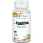 L-карнітин, L-Carnitine, Solaray, вільна форма, 500 мг, 30 вегетаріанських капсул: ціни та характеристики