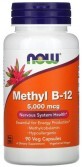 Витамин B-12, Метилкобаламин, 5000 мкг, Methyl B-12, NOW Foods, 90 вегетарианских капсул	