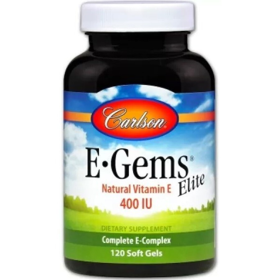 Вітамін E, 400 МО (268 мг), E-Gems Elite, Carlson, 120 желатинових капсул: ціни та характеристики
