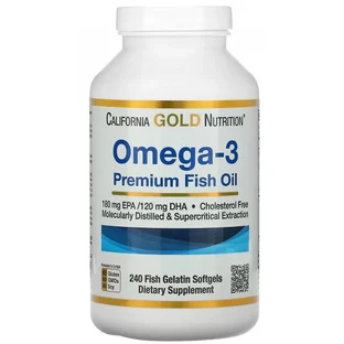 Рыбий жир премиум-класса с Омега-3, 180 EPA /120 DHA, Omega-3 Premium Fish Oil, California Gold Nutrition, 240 желатиновых капсул	