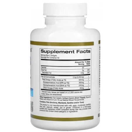 Риб'ячий жир преміум-класу з Омега-3, 180 EPA /120 DHA, Omega-3 Premium Fish Oil, California Gold Nutrition, 240 желатинових капсул: ціни та характеристики