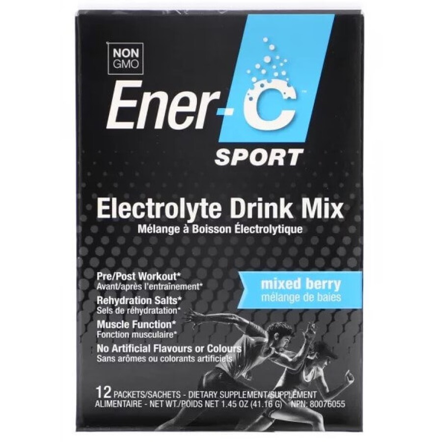 Електролітний напій, Мікс Ягід, Sport Electrolyte Drink Mix, Ener-C, 12 пакетиків: ціни та характеристики