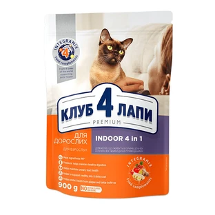 Корм Клуб 4 Лапи Преміум для котів, що живуть в приміщенні 4 в 1, 900 г