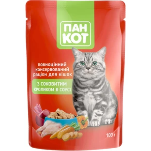 Корм Пан Кот с сочным кроликом в соусе 100 г