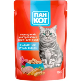 Корм Пан Кот с сочной уткой в желе 100 г