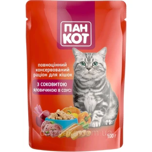 Корм Пан Кот с сочной говядиной в соусе 100 г