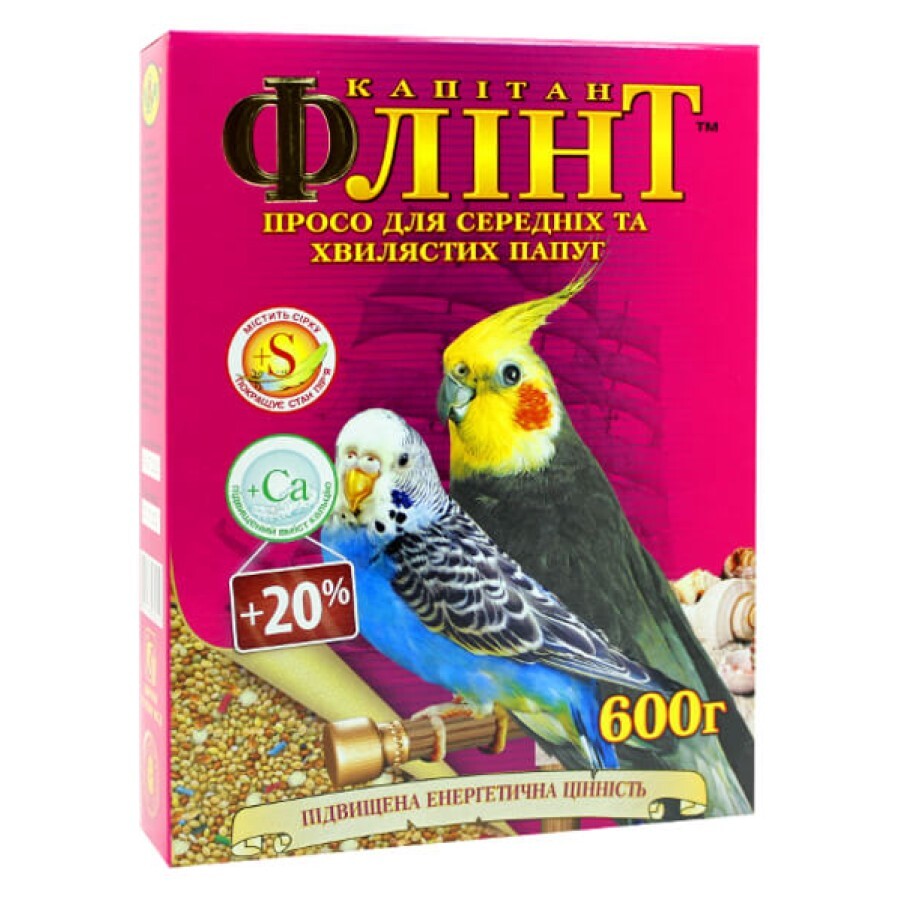 Корм Флинт Просо для волнистых и средних попугаев 600 г: цены и характеристики