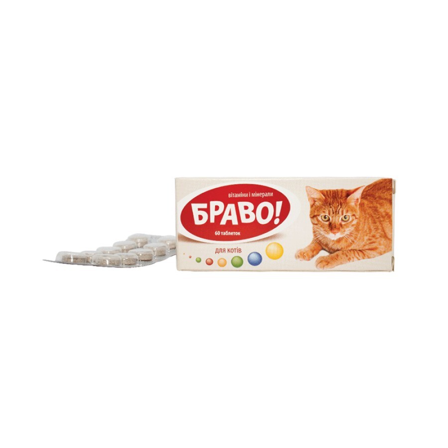 Вітаміни та мінерали БРАВО для котів №60: ціни та характеристики