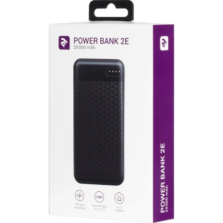 Батарея универсальная 20000mAh, PD+QC 3.0 18W, black, 2E (Китай): цены и характеристики