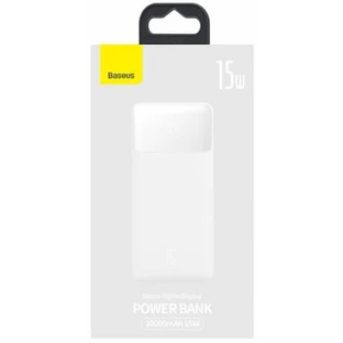 Внешний аккумулятор Bipow 10000mAh, PD/15W, USB-C/3A, 2*USB-A/3A(max.), white, Baseus, Китай