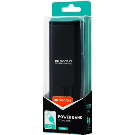 Портативний аккумулятор PB-103 10000mAh, Input 5V/2A, Output 5V/2.1A, Black, Canyon, США: ціни та характеристики