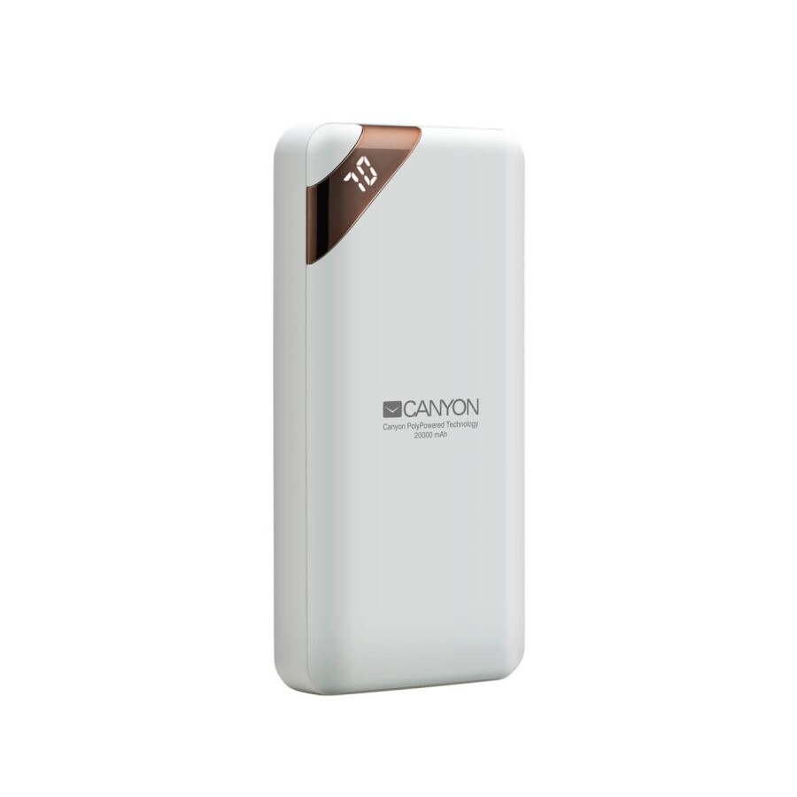 Портативный аккумулятор 20000mAh, Inp. 5V/2A, Output 5V/2.1A(Max), White, Canyon, США: цены и характеристики