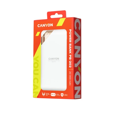 Портативний аккумулятор 20000mAh, Inp. 5V/2A, Output 5V/2.1A(Max), White, Canyon, США: ціни та характеристики