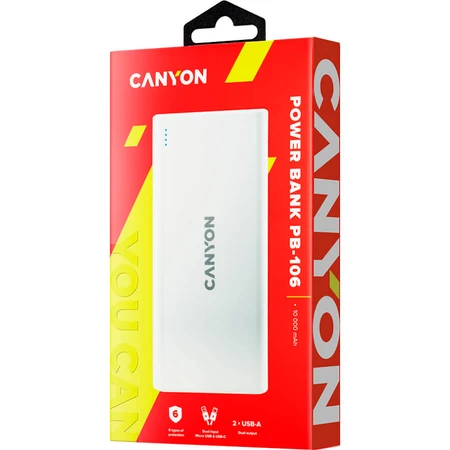 Батарея універсальна PB-106 10000mAh Input 5V/2A, Output 5V/2.1A(Max), Canyon, США: ціни та характеристики