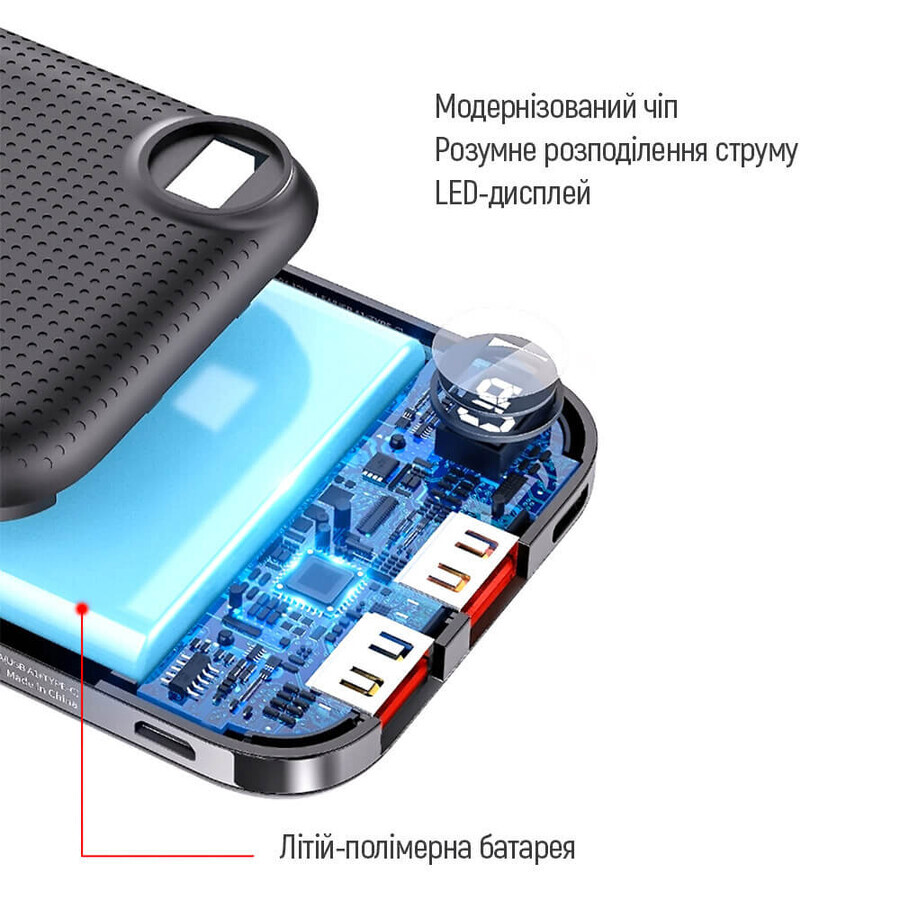 Батарея универсальная 10 000 mAh LCD (USB QC3.0 + USB-C Power Delivery 22.5W) Black, ColorWay, Китай: цены и характеристики