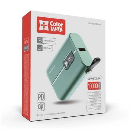 Батарея універсальна 10 000 mAh Full power (USB QC3.0 + USB-C Power Delivery 22.5, ColorWay, Китай: ціни та характеристики