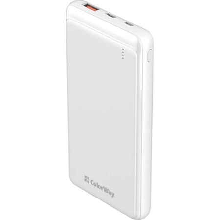 Батарея універсальна 10 000 mAh Slim (USB QC3.0 + USB-C Power Delivery 18W) White, ColorWay, Китай