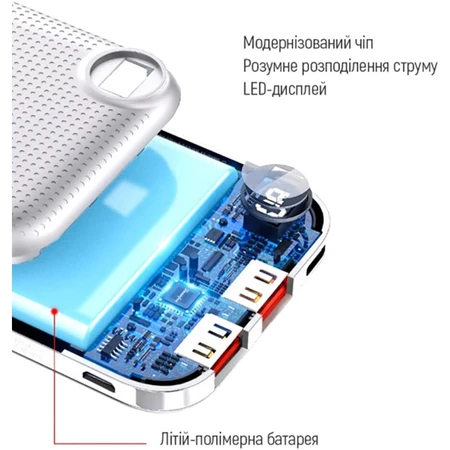 Батарея універсальна 10 000 mAh Slim, LCD, White, ColorWay, Китай: ціни та характеристики