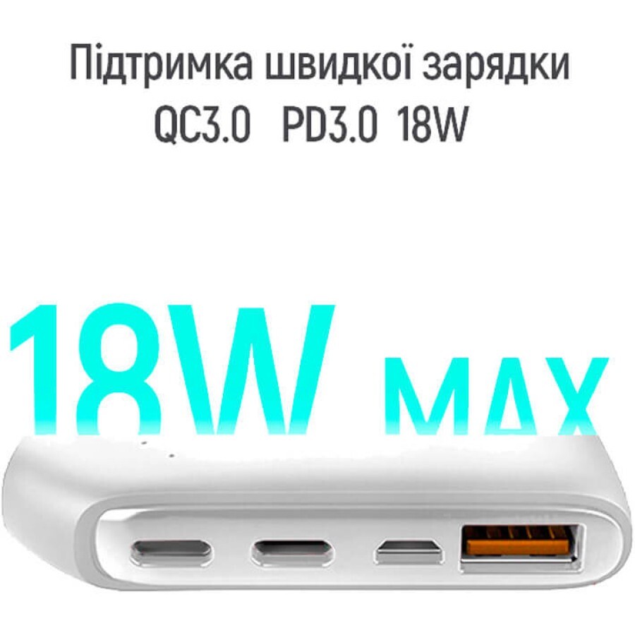 Батарея универсальная 10 000 mAh Soft touch (USB QC3.0 + USB-C Power Delivery 18W), ColorWay, Китай: цены и характеристики