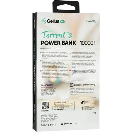 Батарея универсальная Torrent 2 GP-PB10-151 10000mAh Black, Gelius Pro, Украина: цены и характеристики
