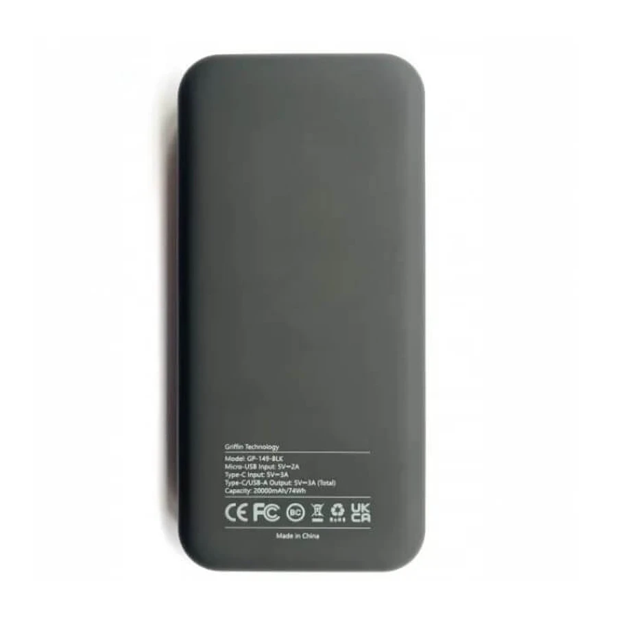 Батарея універсальна 20000 mAh, Li-pol, input Type-C/micro-USB, output USB*2, Griffin, США: ціни та характеристики