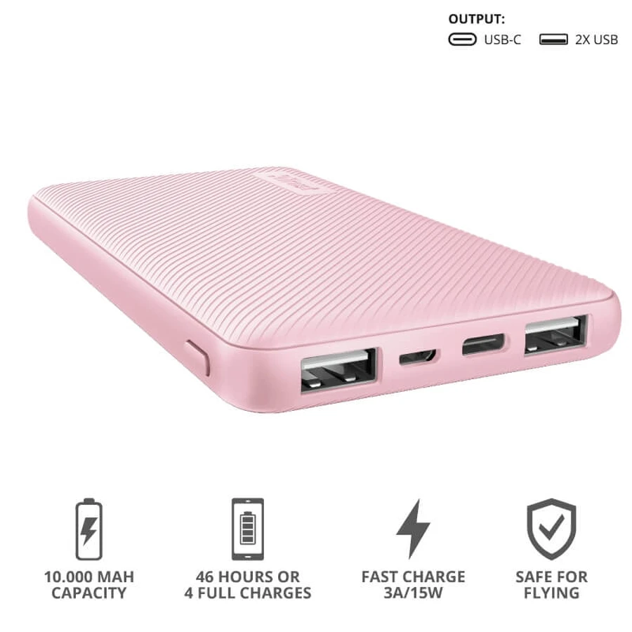 Батарея универсальная Primo 10000 mAh Pink, Trust, Китай: цены и характеристики