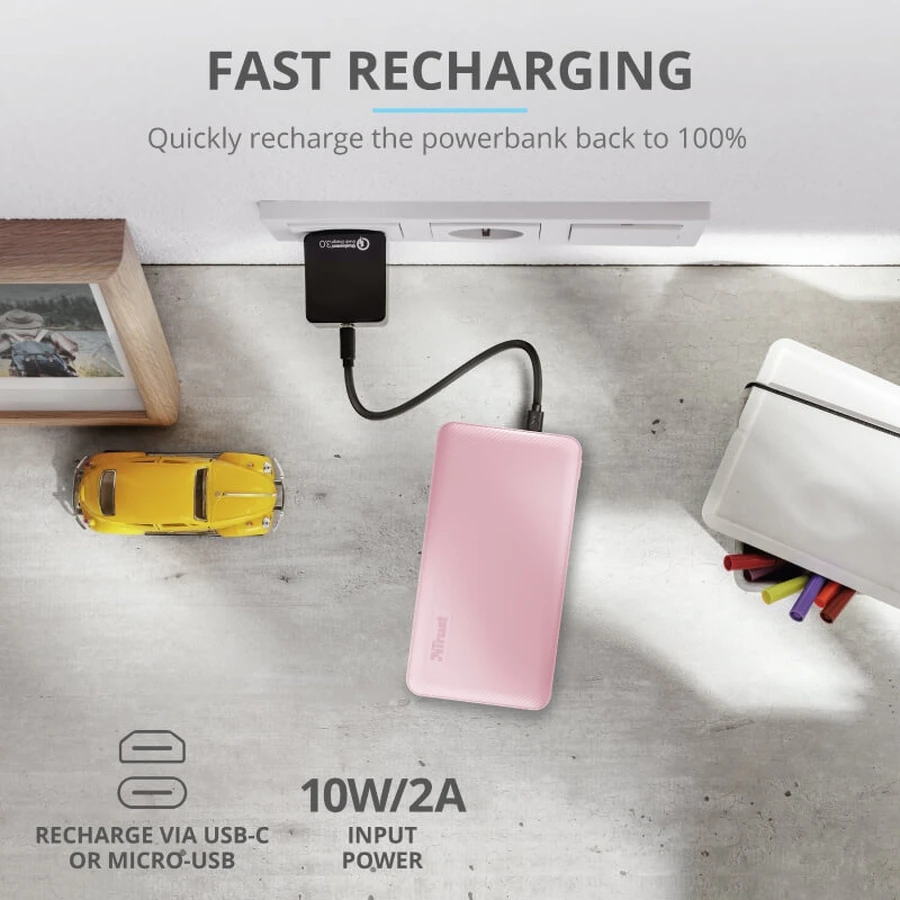 Батарея универсальная Primo 10000 mAh Pink, Trust, Китай: цены и характеристики