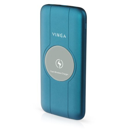 Батарея универсальная 10000 mAh Wireless QC3.0 PD soft touch blue