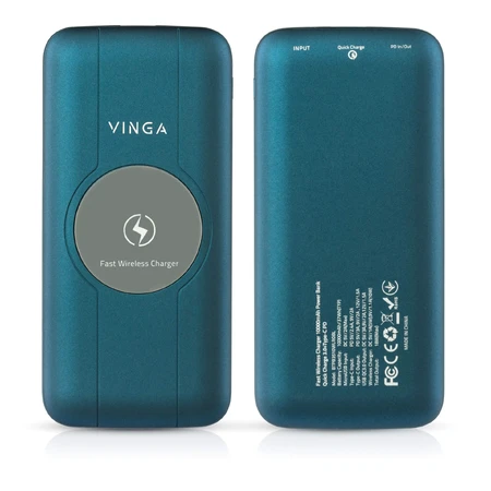 БАТАРЕЯ УНІВЕРСАЛЬНА 10000 mAh Wireless QC3.0 PD soft touch blue: ціни та характеристики