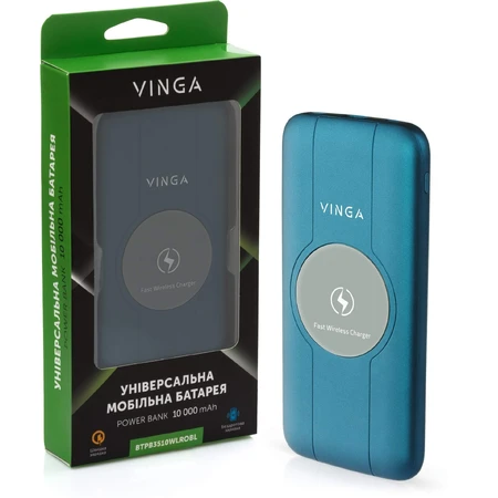 БАТАРЕЯ УНІВЕРСАЛЬНА 10000 mAh Wireless QC3.0 PD soft touch blue: ціни та характеристики
