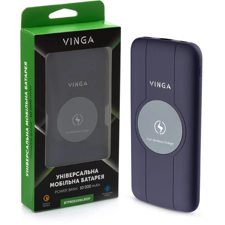 Батарея универсальная 10000 mAh Wireless QC3.0 PD soft touch purple, Vinga: цены и характеристики