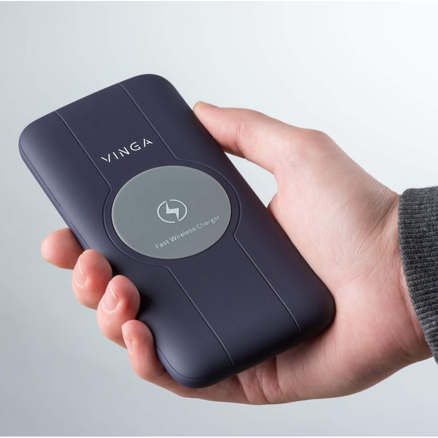 Батарея универсальная 10000 mAh Wireless QC3.0 PD soft touch purple, Vinga: цены и характеристики