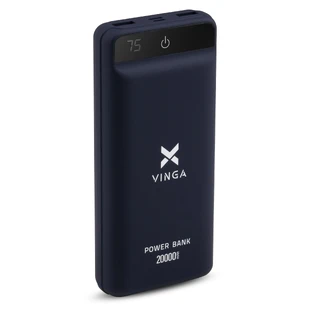 Батарея універсальна 20000 mAh QC3.0 Display soft touch purple, Vinga