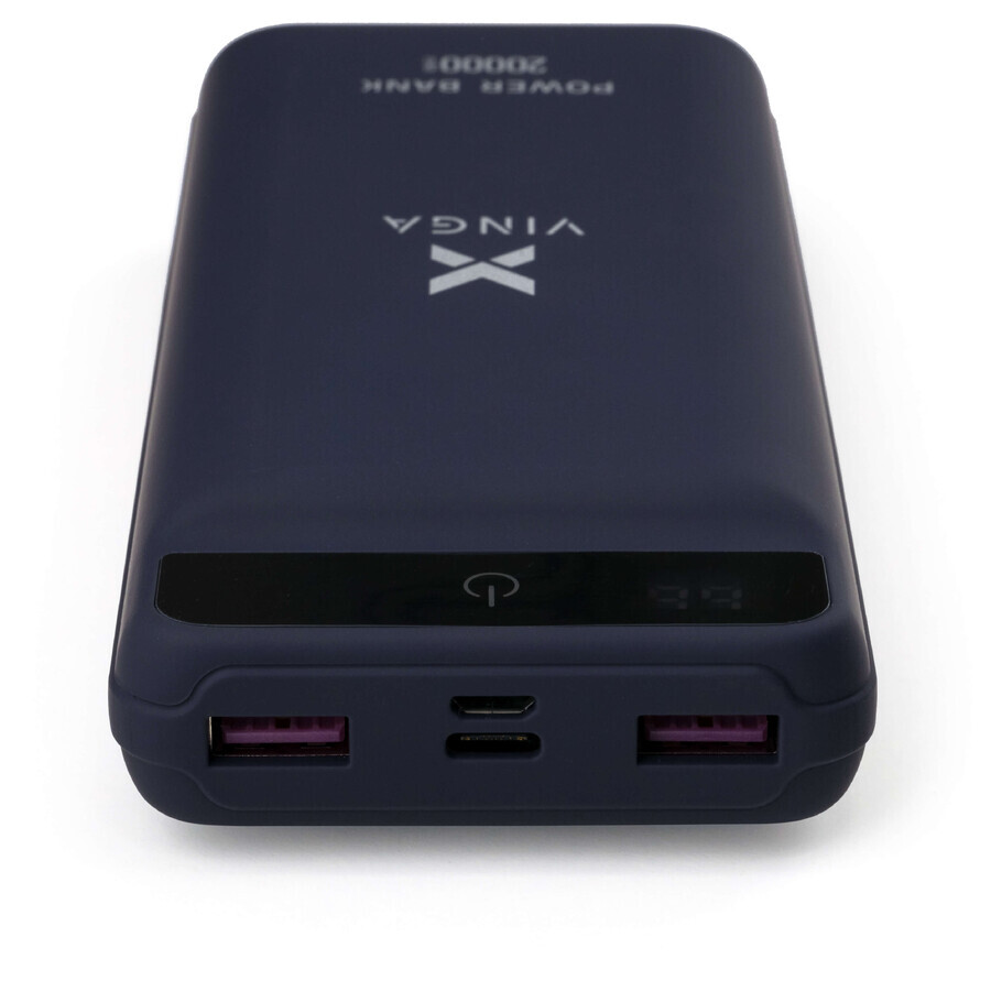 Батарея універсальна 20000 mAh QC3.0 Display soft touch purple, Vinga: ціни та характеристики