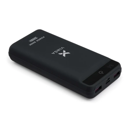 Батарея універсальна 20000 mAh QC3.0 Display soft touch black, Vinga: ціни та характеристики