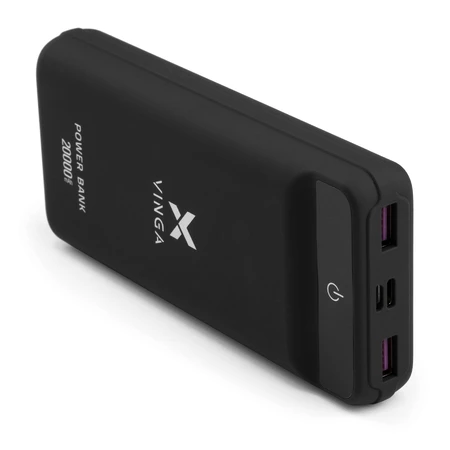 Батарея універсальна 20000 mAh QC3.0 Display soft touch black, Vinga: ціни та характеристики