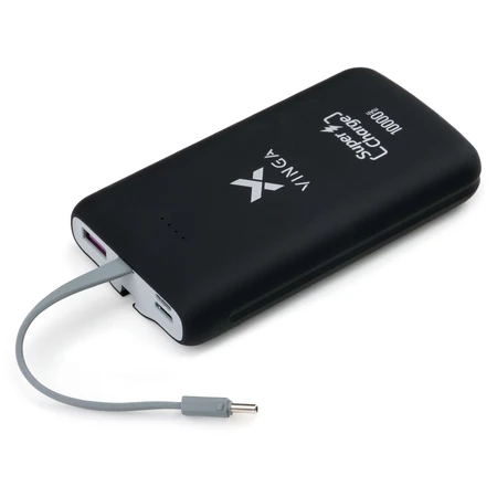 Батарея универсальная 10000 mAh SuperQC soft touch w/cable 22.5W black, Vinga: цены и характеристики
