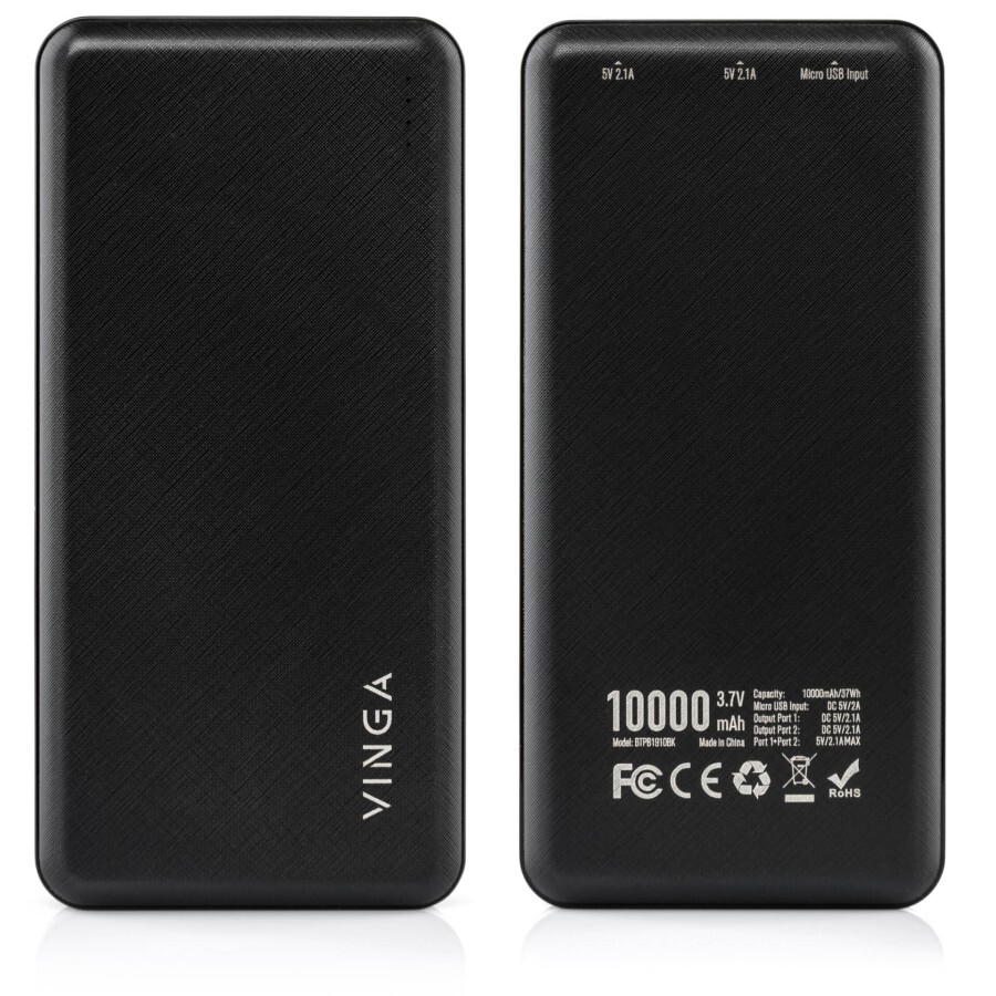Батарея універсальна 10000 mAh black, Vinga: ціни та характеристики
