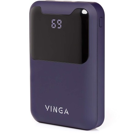 Батарея універсальна 10000 mAh Display soft touch purple, Vinga