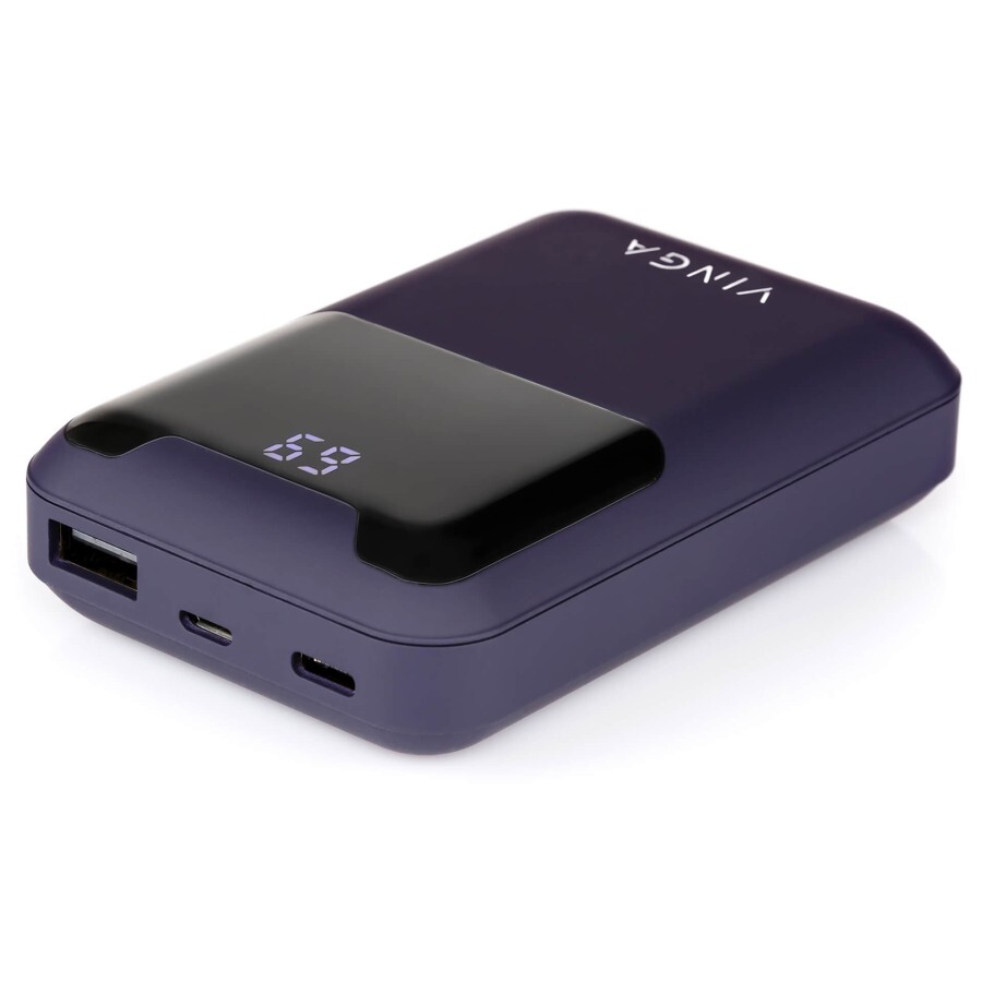 Батарея універсальна 10000 mAh Display soft touch purple, Vinga: ціни та характеристики
